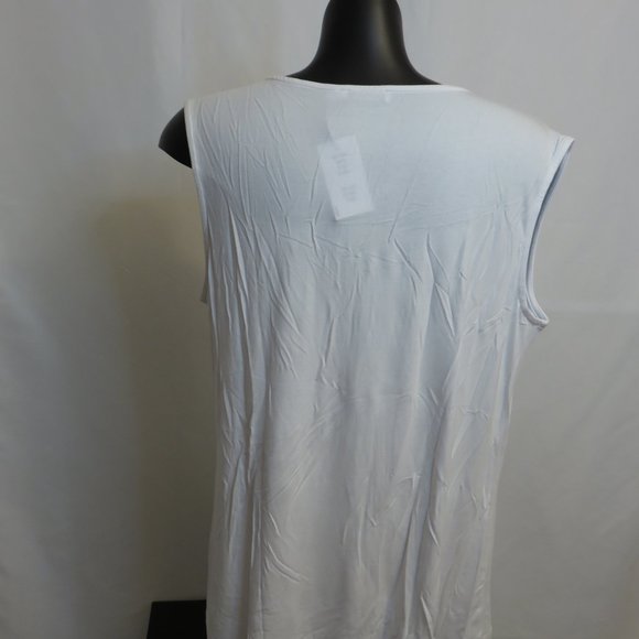 Ricki's:  White Sleeveless Top with Slant - Picture 4 of 4